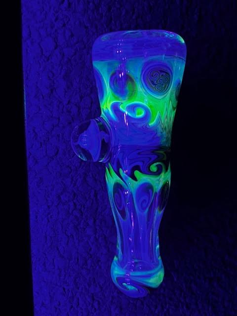 Dillinger Heady Fumed with Line Work, Millies UV Chillum New #3