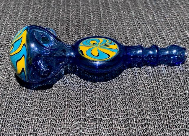 Chasteen Teal & Yellow Wigwag Lollipop Spoon New