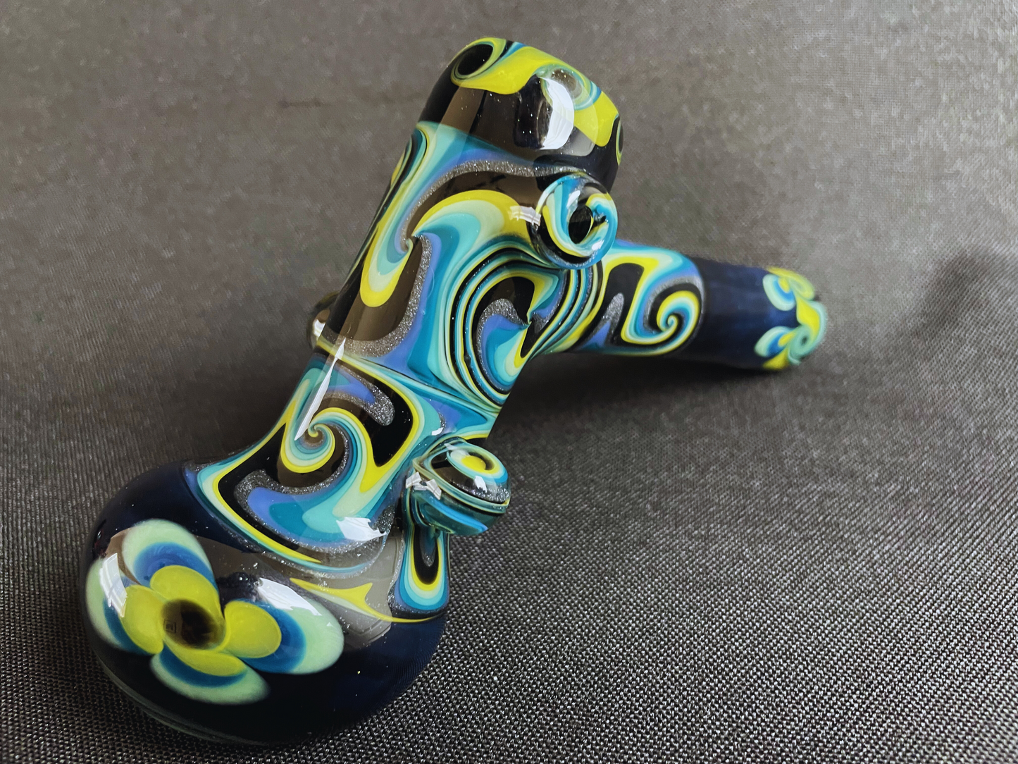 Soulshine Arts Green and Blue Flower Bubbler