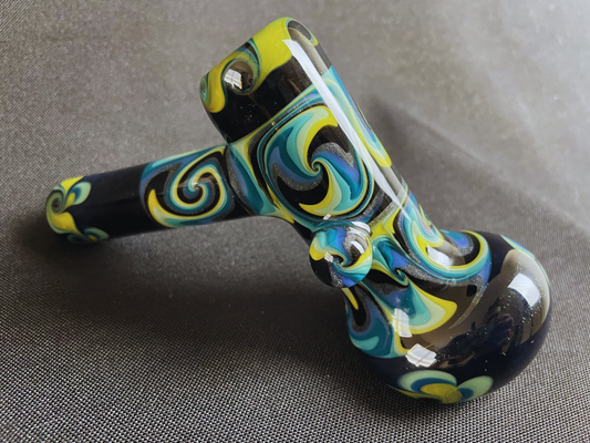 Soulshine Arts Green and Blue Flower Bubbler