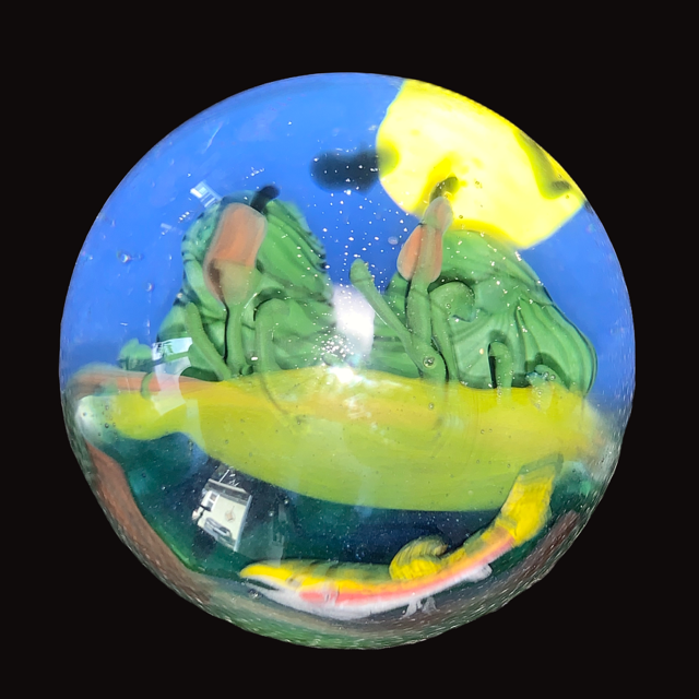 Bob Badtram Forest Scene with flowers and a Pond Marble New