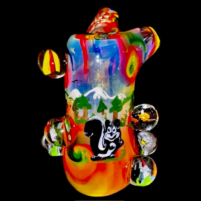Bob Badtram Heady Rainbow Sunset "Bud the Skunk"Forest Scene Hammer Bubbler New