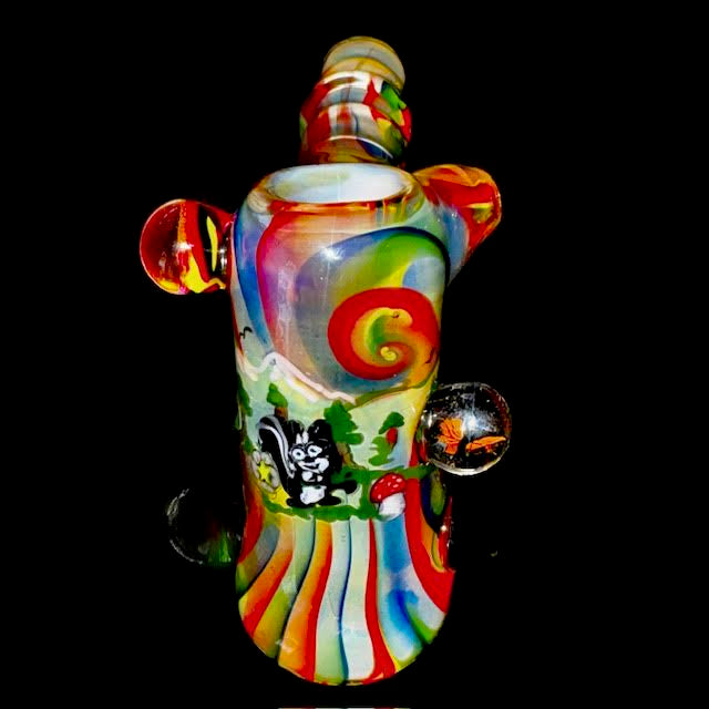 Bob Badtram Heady Rainbow Sunset Bud Forest Scene Hammer Bubbler New