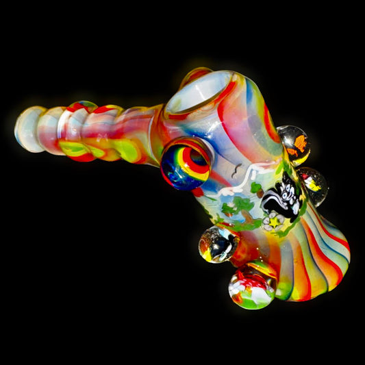 Bob Badtram Heady Rainbow Sunset Bud Forest Scene Hammer Bubbler New