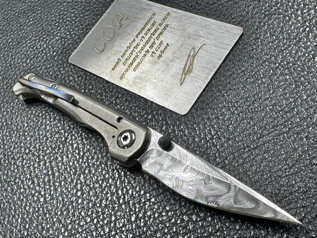 CMF Metalworks Custom mini Minnow in Damasteel & Abalone New