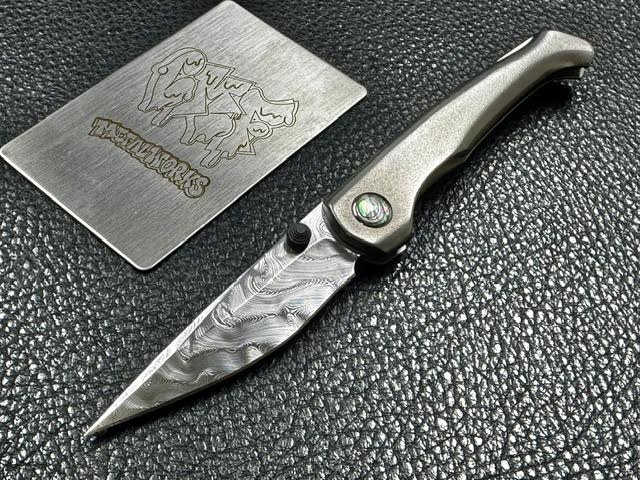 CMF Metalworks Custom mini Minnow in Damasteel & Abalone New