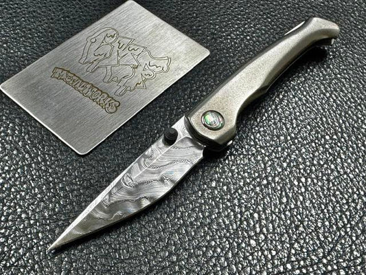 CMF Metalworks Custom mini Minnow in Damasteel & Abalone New